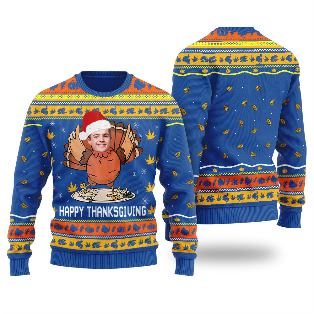 Personalized Turkey Christmas Sweater With Picture For Women
