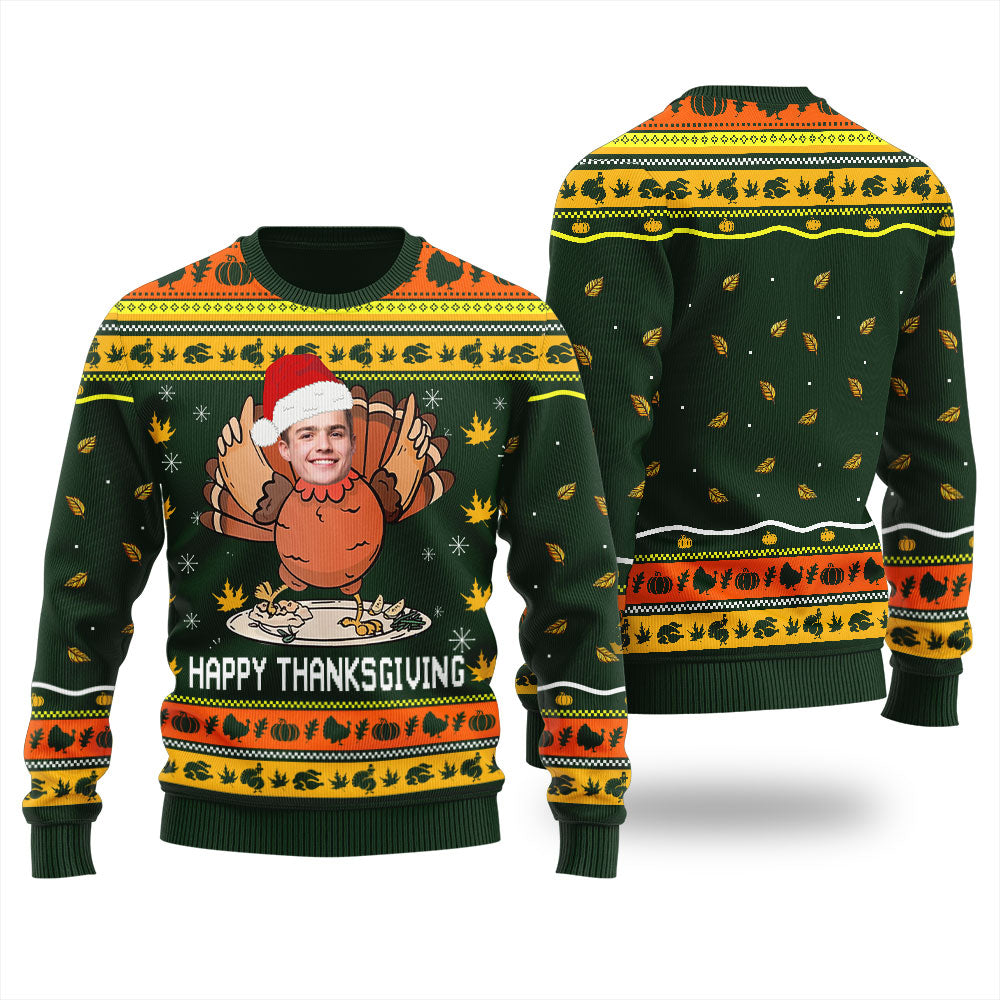 Personalized Turkey Christmas Sweater With Picture For Women