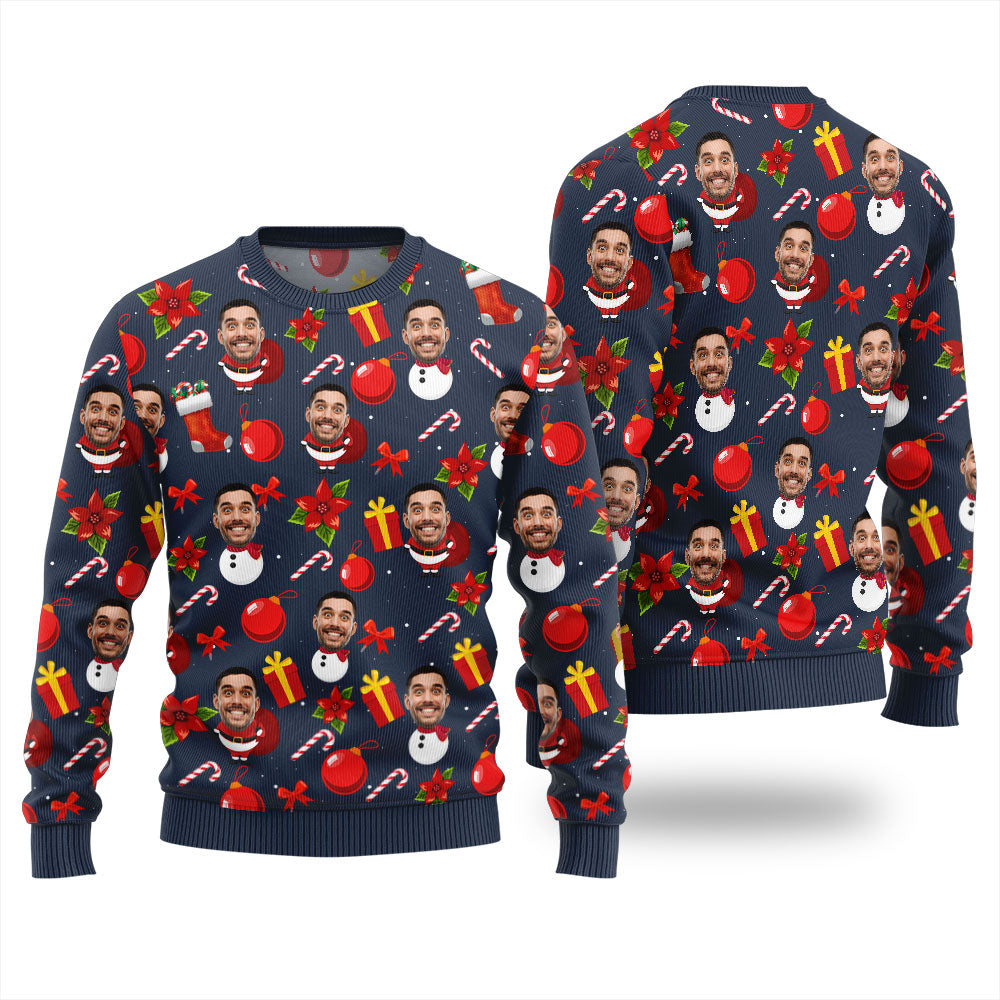 Custom Face Merry Christmas Mens Xmas Sweaters
