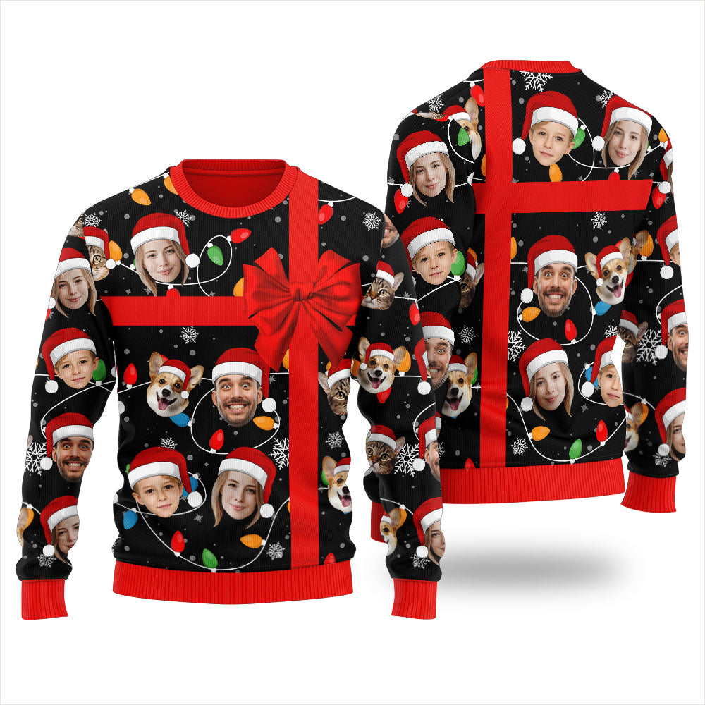 Custom Face Ugly Christmas Sweater Xmas Gift For Family