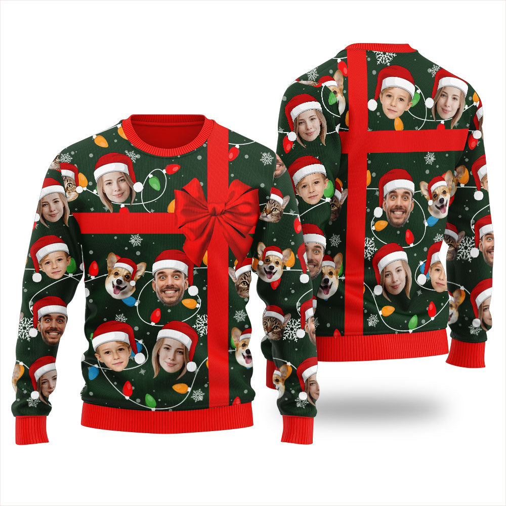 Custom Face Ugly Christmas Sweater Xmas Gift For Family