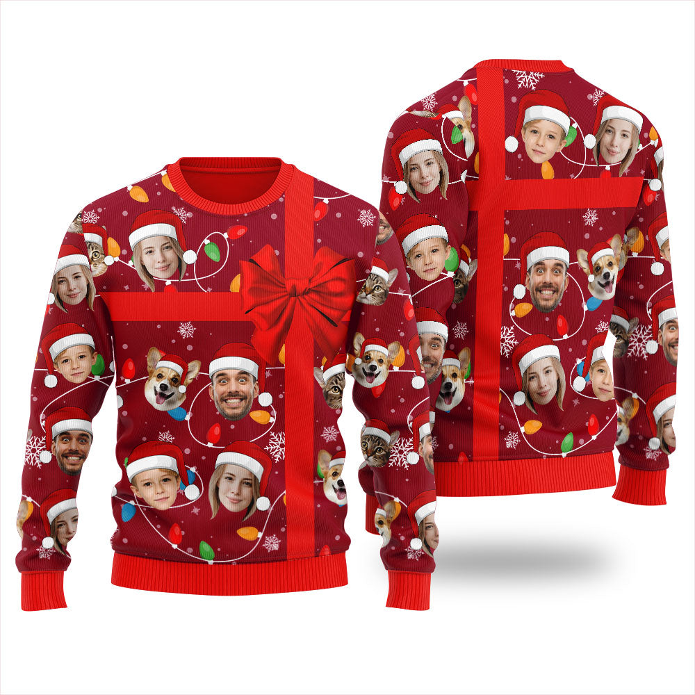 Custom Face Ugly Christmas Sweater Xmas Gift For Family