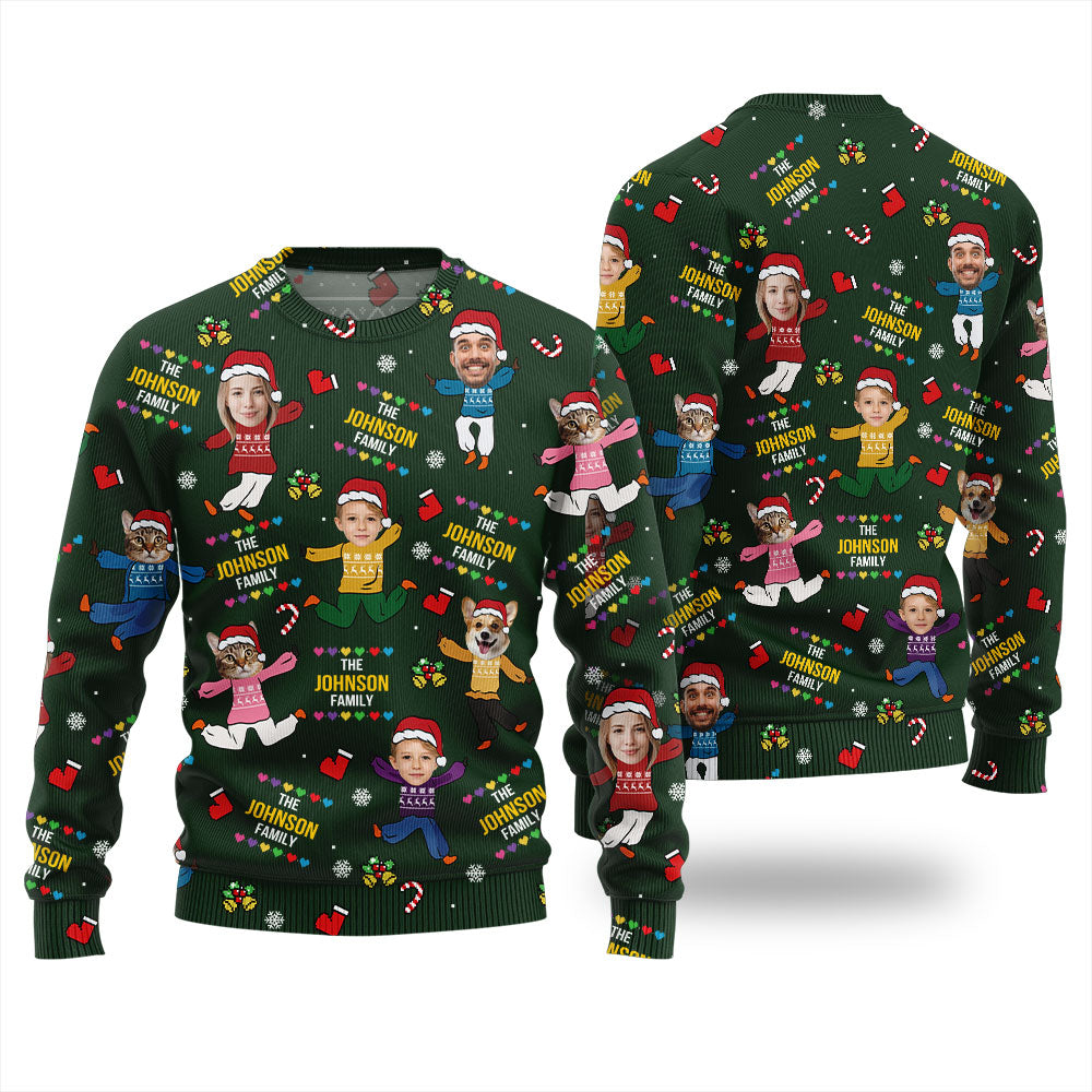 Custom Face Ugly Sweater For Family