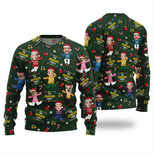 Custom Face Ugly Sweater For Family