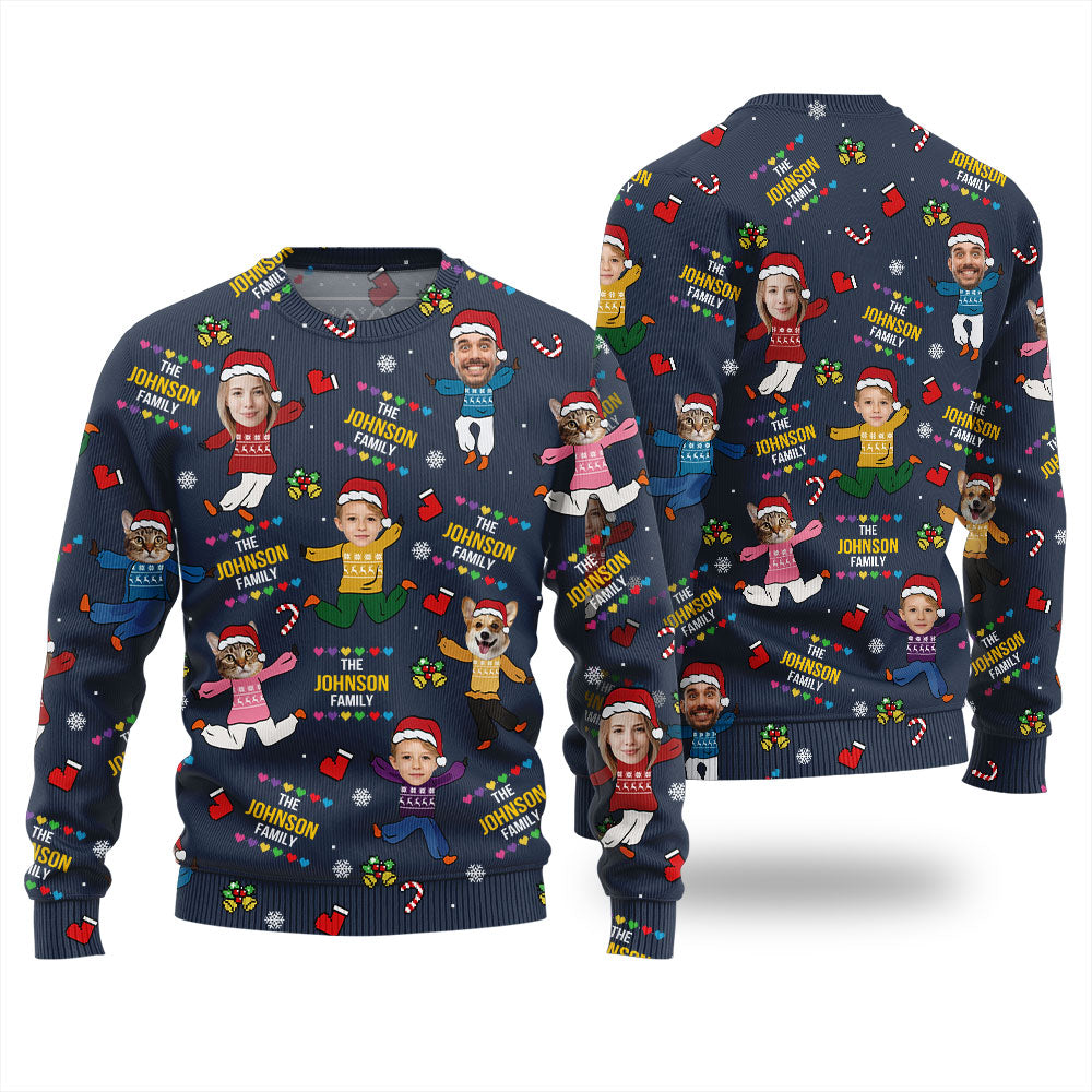 Custom Face Ugly Sweater For Family
