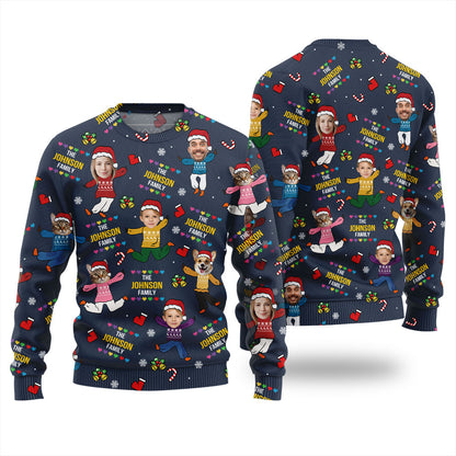 Custom Face Ugly Sweater For Family