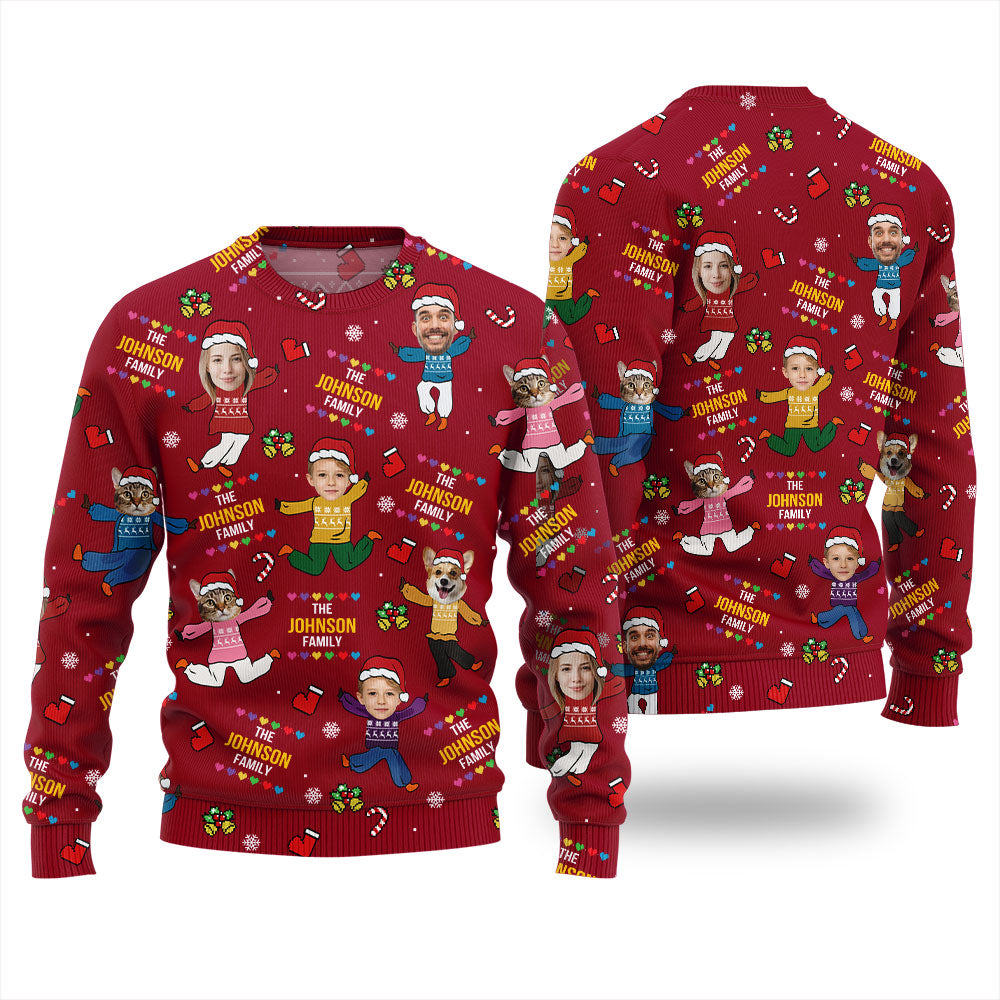 Custom Face Ugly Sweater For Family
