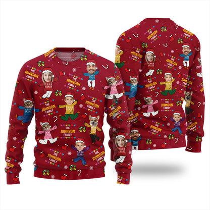 Custom Face Ugly Sweater For Family