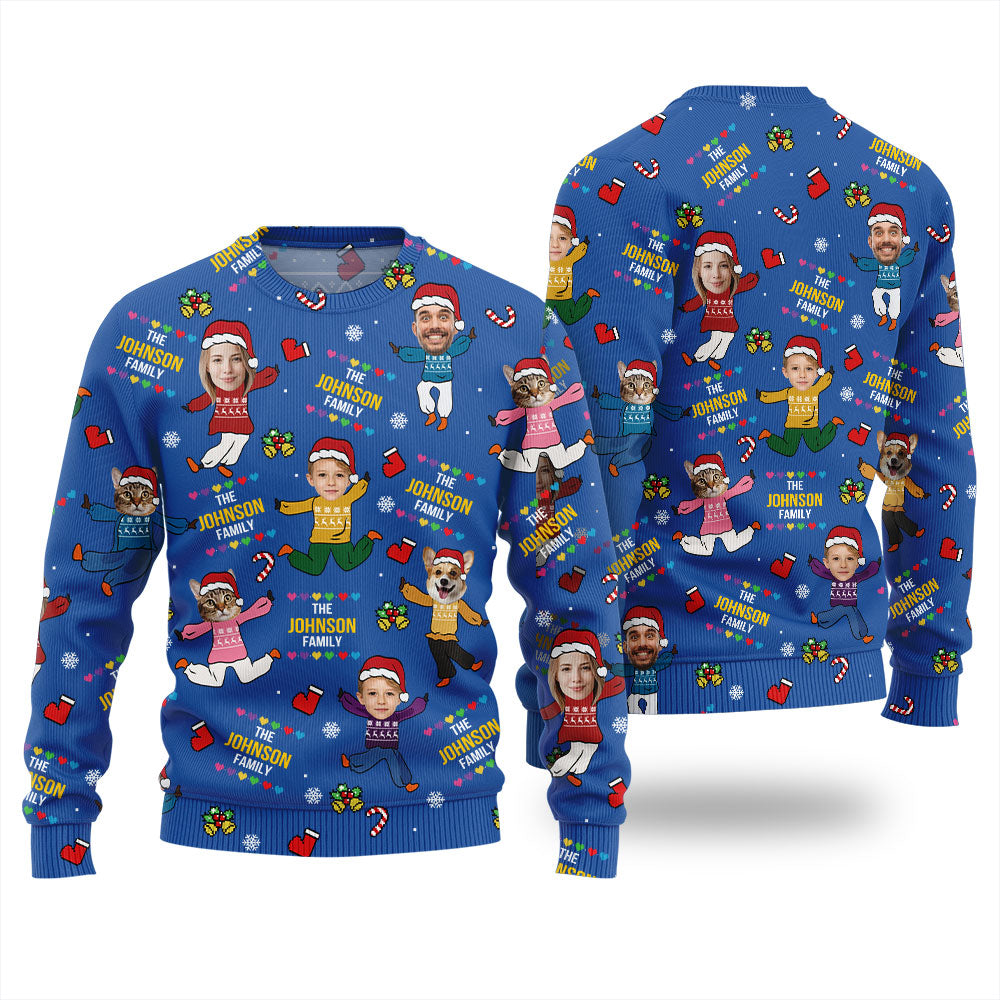 Custom Face Ugly Sweater For Family