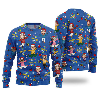 Custom Face Ugly Sweater For Family