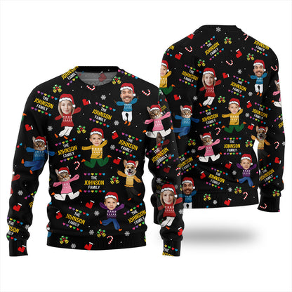 Custom Face Ugly Sweater For Family