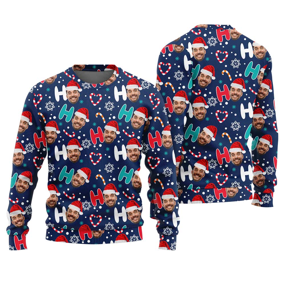 Custom Face Ugly Sweater Navy