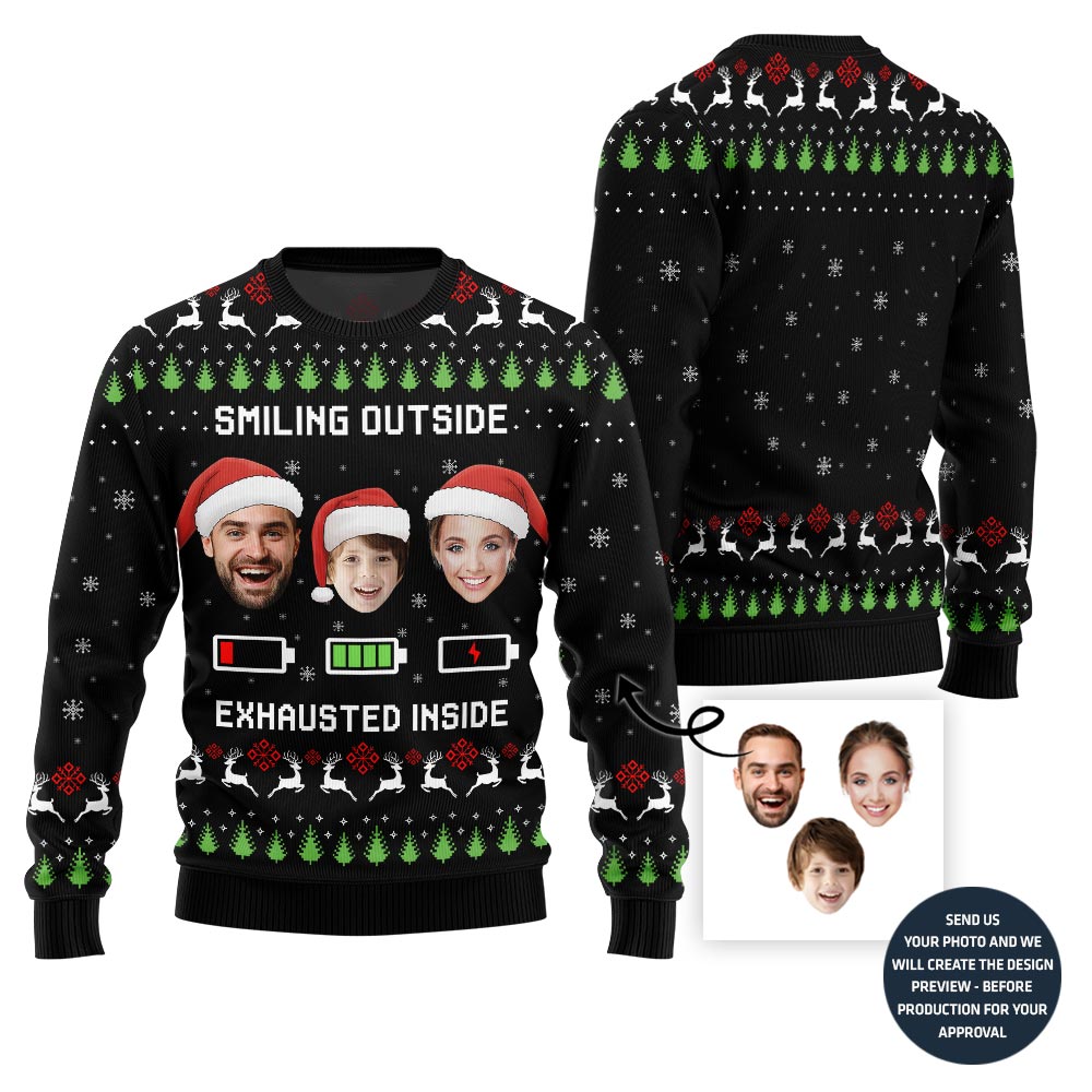 Custom Face Ugly Xmas Sweater For Funny Family
