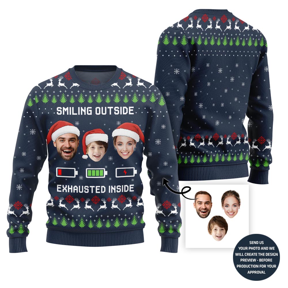 Custom Face Ugly Xmas Sweater For Funny Family