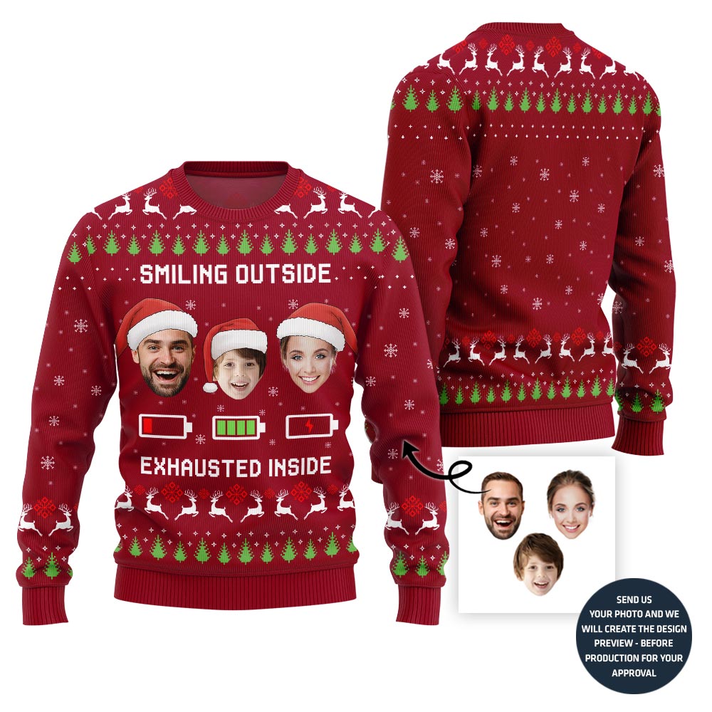 Custom Face Ugly Xmas Sweater For Funny Family