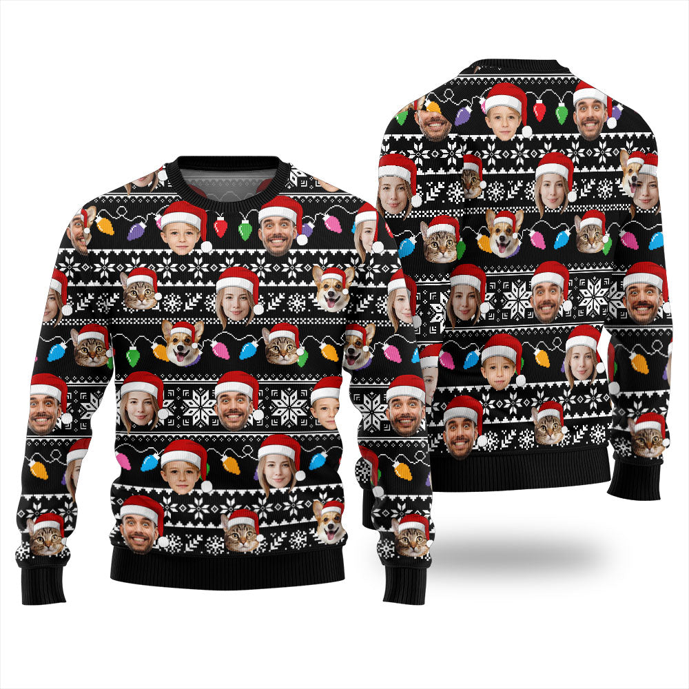 Custom Face With Pet Ugly Christmas Sweater