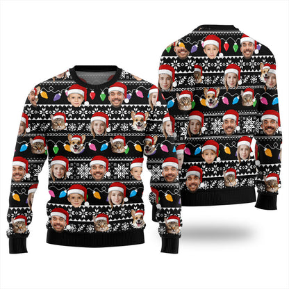 Custom Face With Pet Ugly Christmas Sweater
