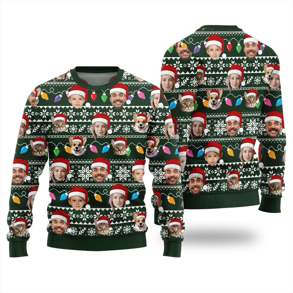 Custom Face With Pet Ugly Christmas Sweater