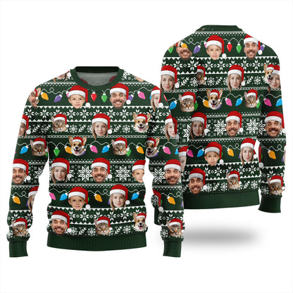 Custom Face With Pet Ugly Christmas Sweater