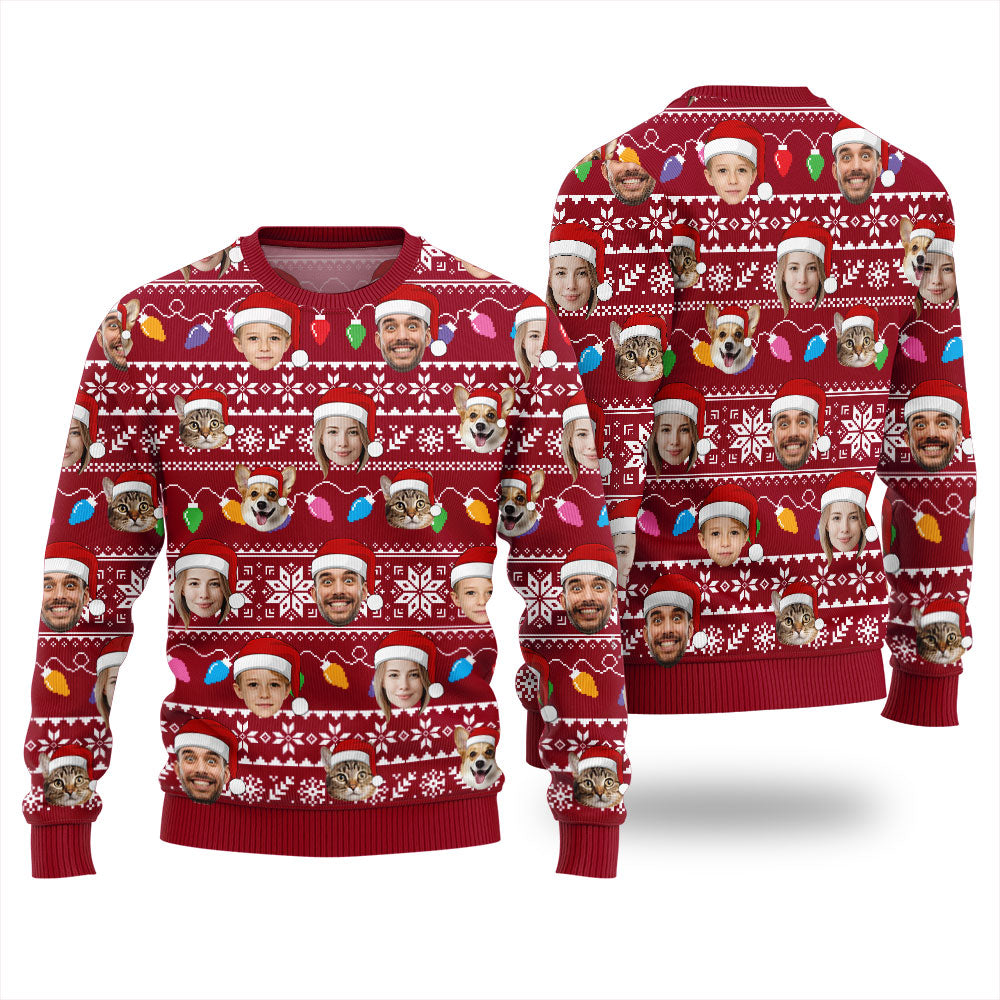 Custom Face With Pet Ugly Christmas Sweater