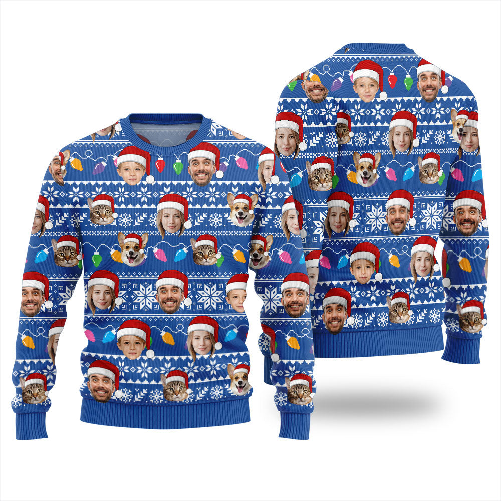 Custom Face With Pet Ugly Christmas Sweater