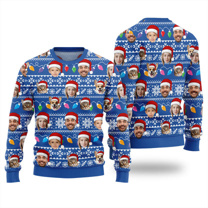 Custom Face With Pet Ugly Christmas Sweater
