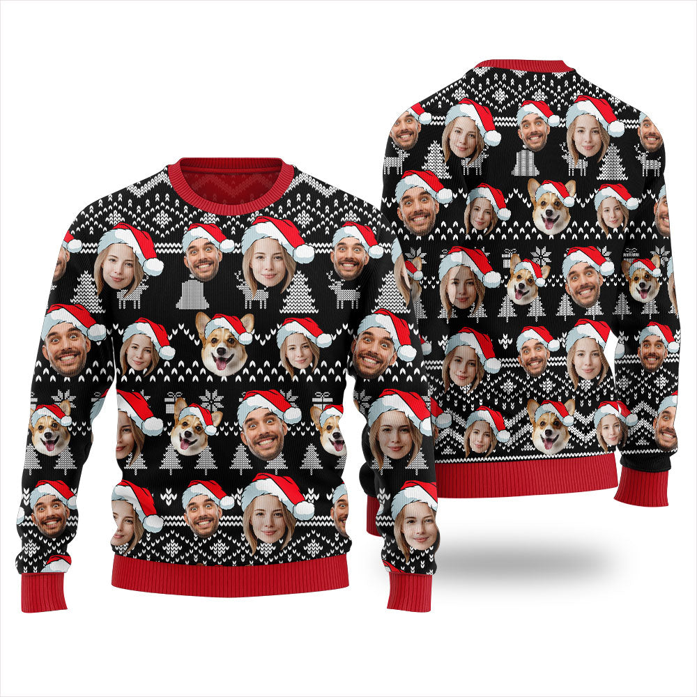 Custom Face With Pet Ugly Xmas Sweater
