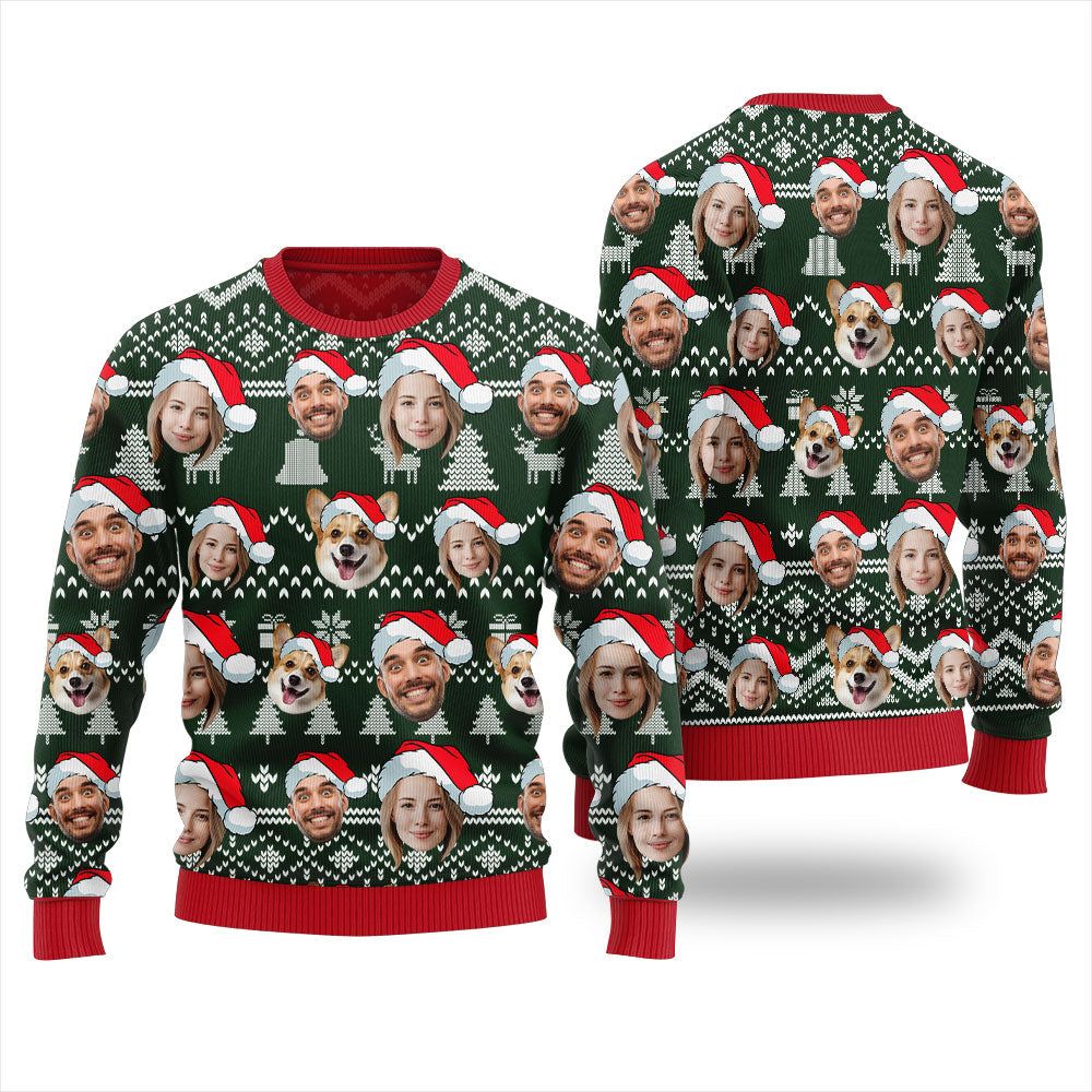 Custom Face With Pet Ugly Xmas Sweater