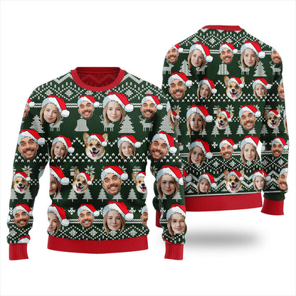 Custom Face With Pet Ugly Xmas Sweater