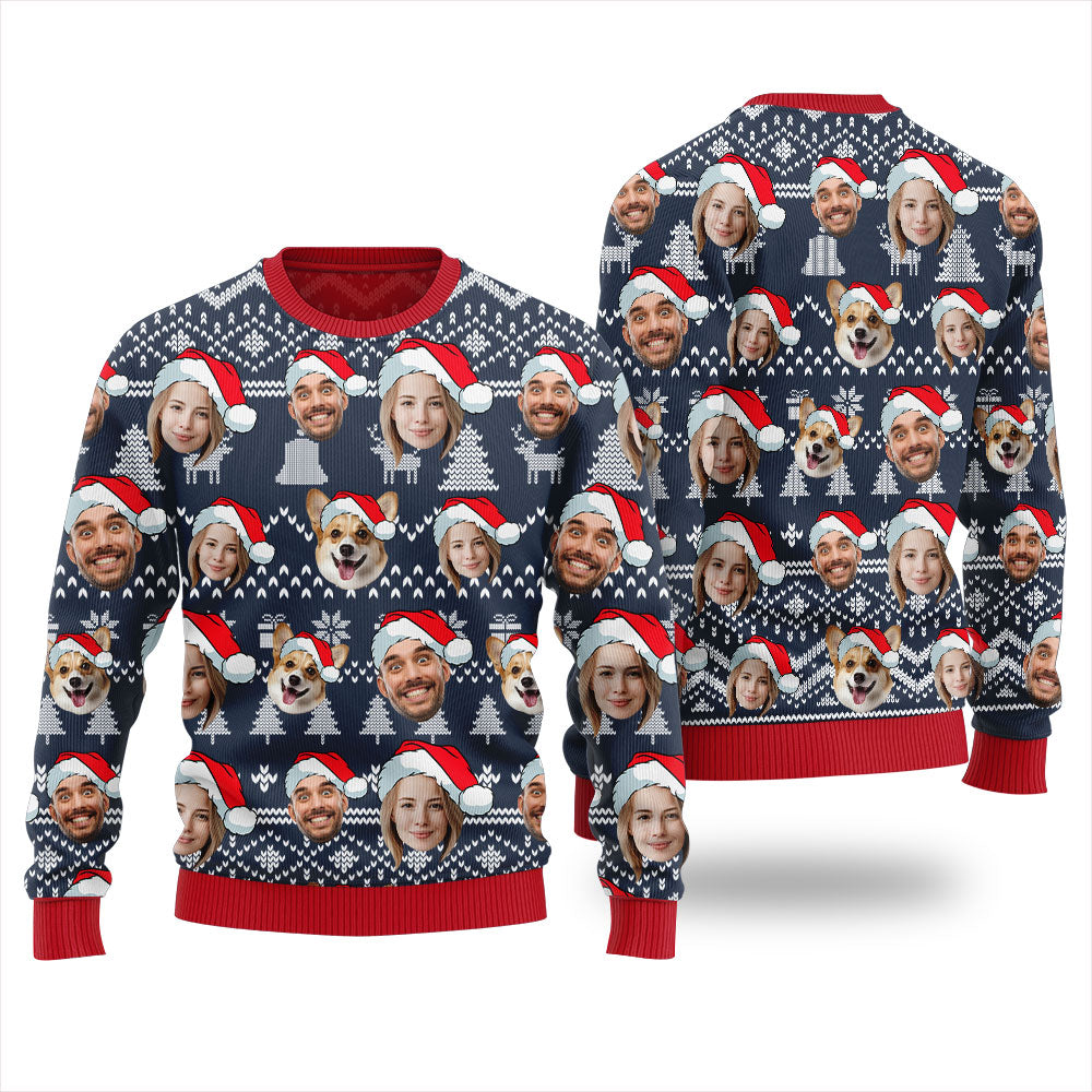 Custom Face With Pet Ugly Xmas Sweater