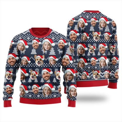 Custom Face With Pet Ugly Xmas Sweater
