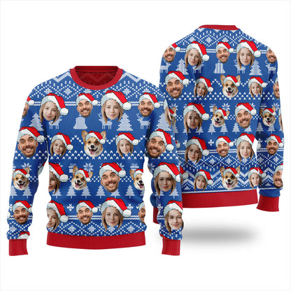 Custom Face With Pet Ugly Xmas Sweater