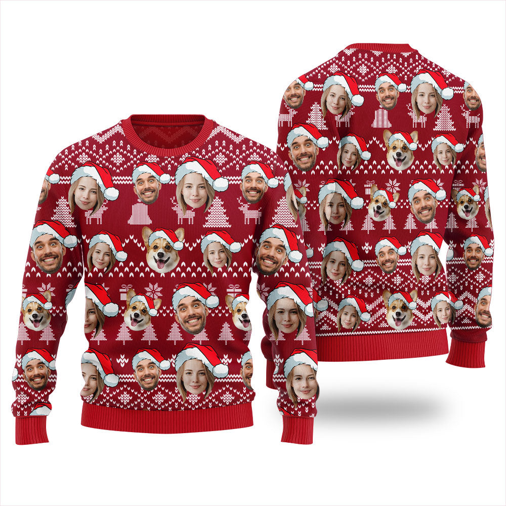 Custom Face With Pet Ugly Xmas Sweater