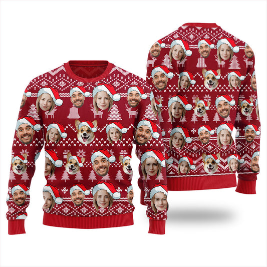Custom Face With Pet Ugly Xmas Sweater