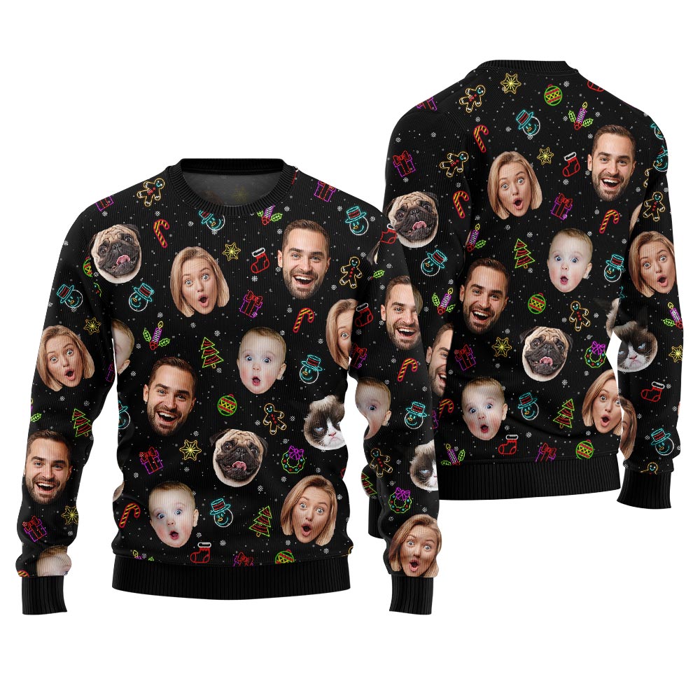 Custom Faces And Pets Plus Size Christmas Sweater