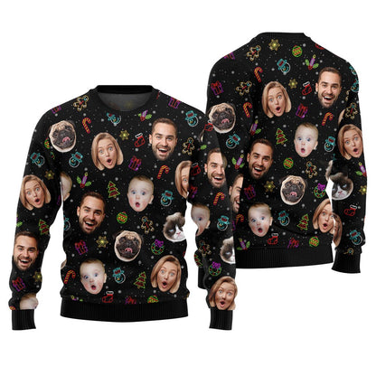 Custom Faces And Pets Plus Size Christmas Sweater