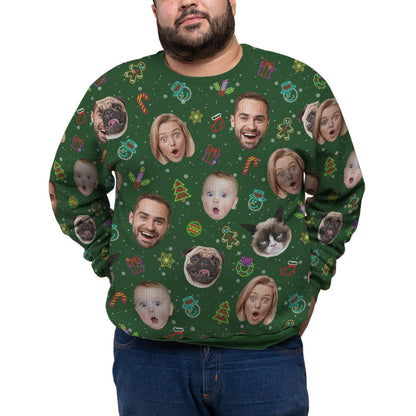 Custom Faces And Pets Plus Size Christmas Sweater