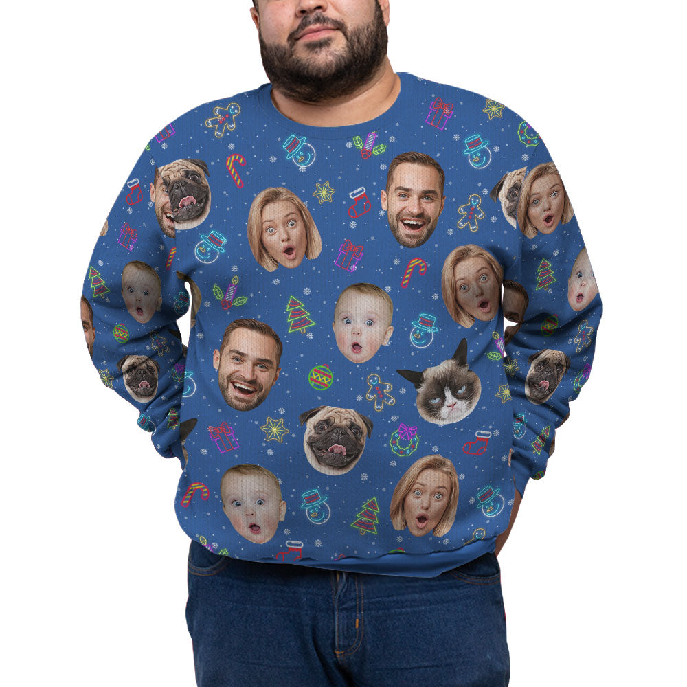 Custom Faces And Pets Plus Size Christmas Sweater