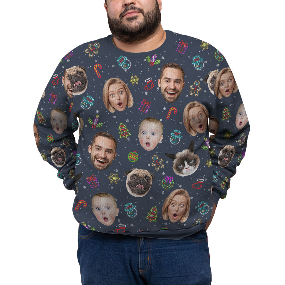 Custom Faces And Pets Plus Size Christmas Sweater