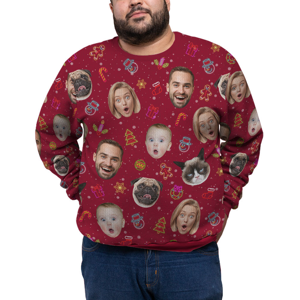 Custom Faces And Pets Plus Size Christmas Sweater