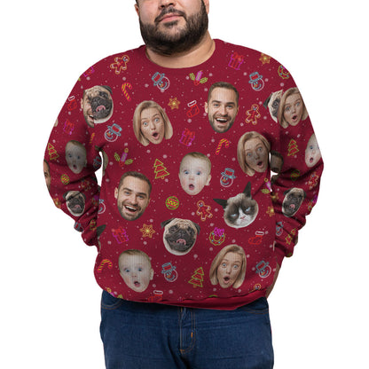 Custom Faces And Pets Plus Size Christmas Sweater