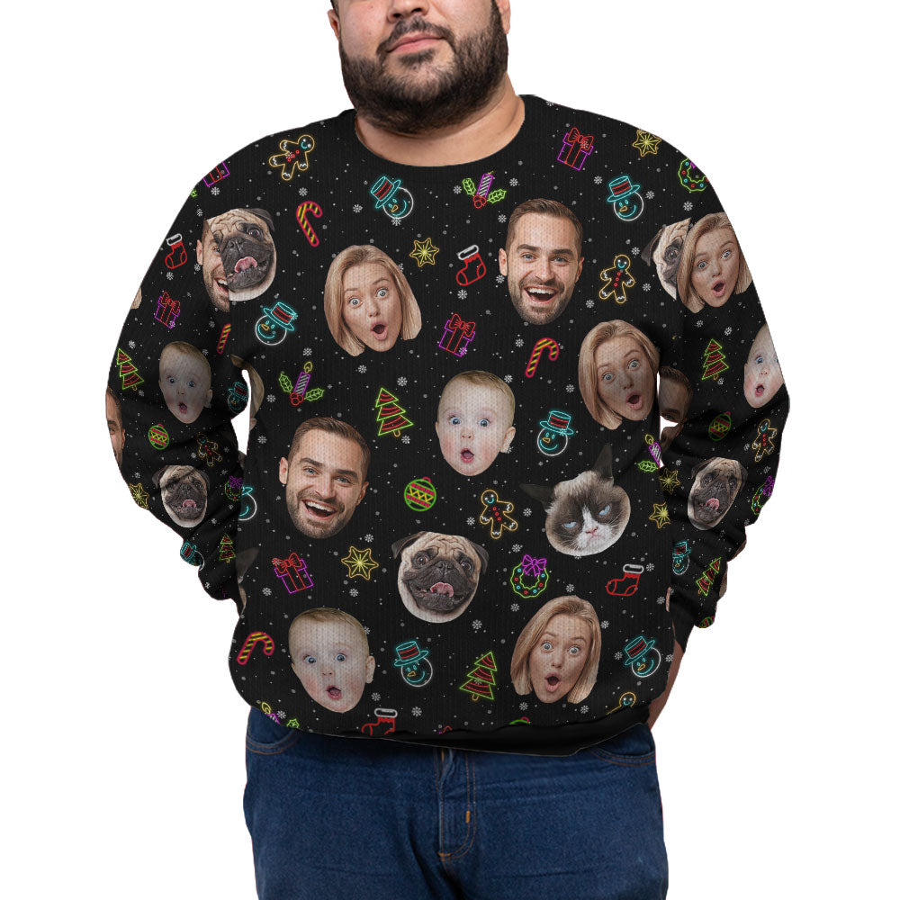Custom Faces And Pets Plus Size Christmas Sweater