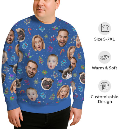 Custom Faces And Pets Plus Size Christmas Sweater