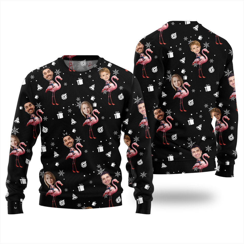 Custom Faces Flamingo Ugly Christmas Sweater