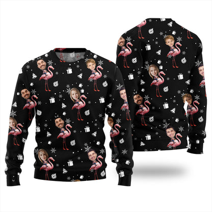 Custom Faces Flamingo Ugly Christmas Sweater