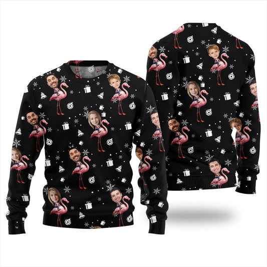 Custom Faces Flamingo Ugly Christmas Sweater