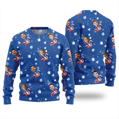 Custom Faces Flamingo Ugly Christmas Sweater