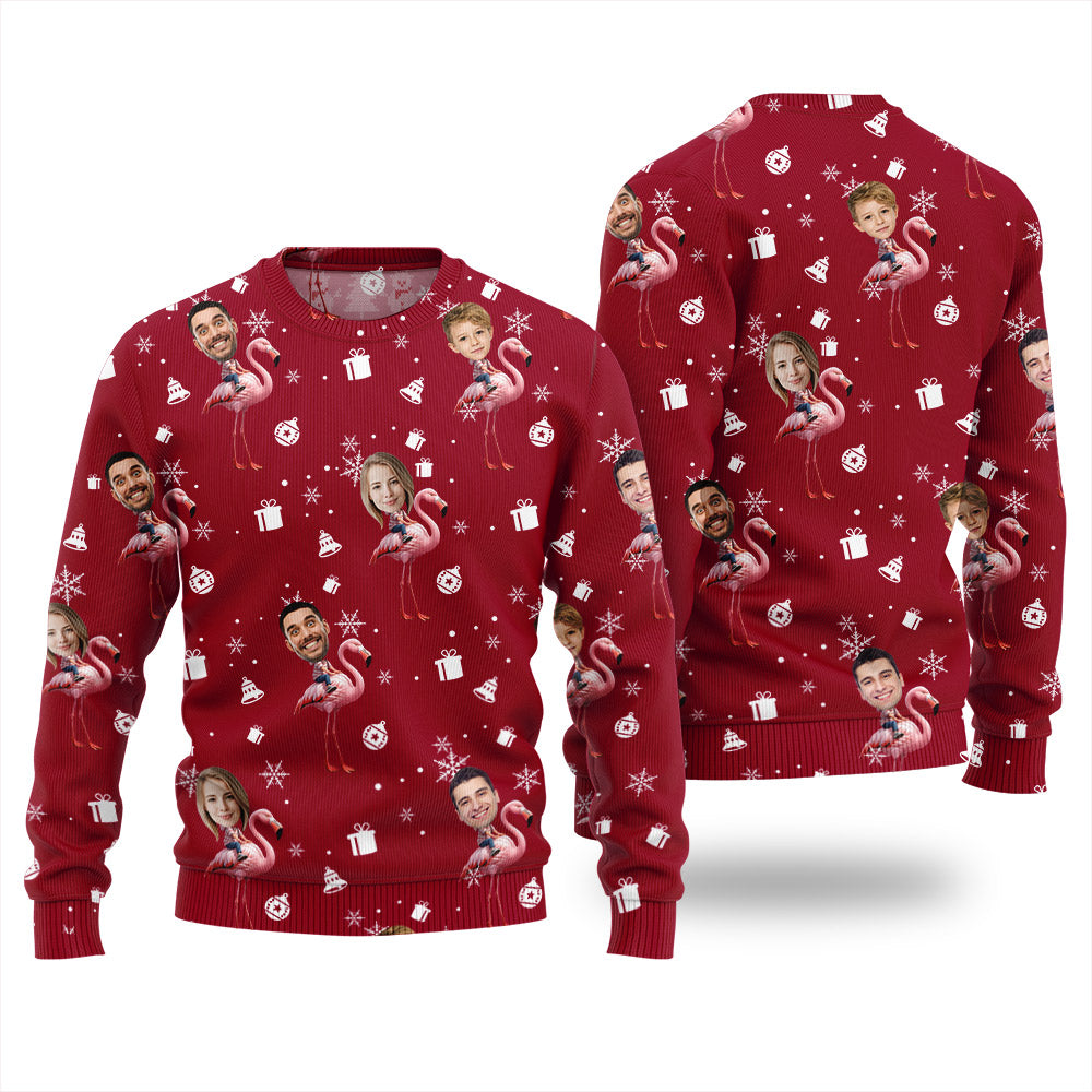 Custom Faces Flamingo Ugly Christmas Sweater