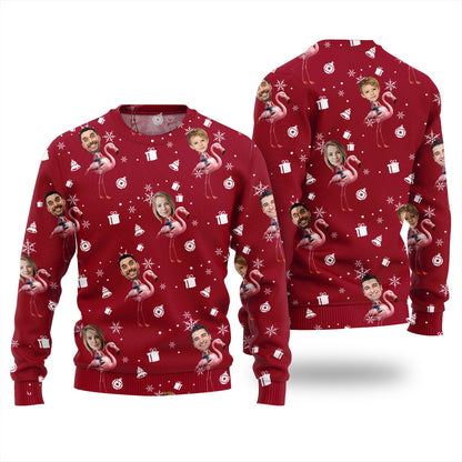 Custom Faces Flamingo Ugly Christmas Sweater