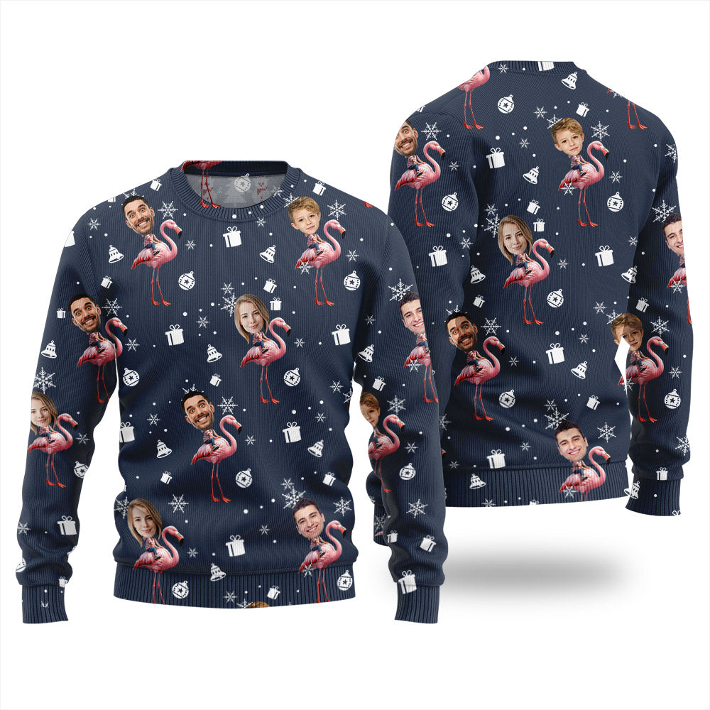 Custom Faces Flamingo Ugly Christmas Sweater